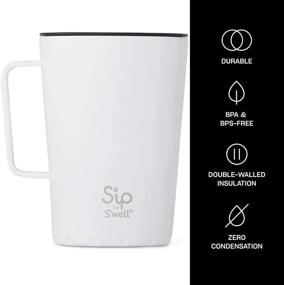 img 1 attached to 🥤 Sip by S'well Stainless Steel Takeaway Mug - 15 Fl Oz - Flat White - Vacuum-Insulated Travel Mug Keeps Drinks Cold for 10 Hours & Hot for 2 - BPA-Free Water Bottle