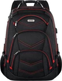 img 4 attached to 🎒 TSA-Friendly Travel Laptop Backpack for Men - Extra Large 17.3-inch Gaming Laptop Backpack with USB Charging Port, RFID Anti-Theft, Adjustable Chest Strap - Ideal College Bookbag for School Students