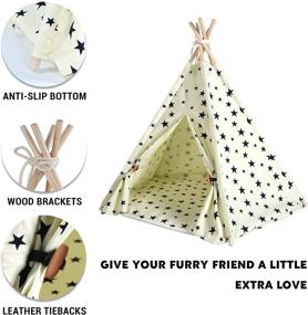 img 2 attached to NBTiger Pet Teepee Tent: Stylish, Portable, and Comfortable Shelter for Dogs and Cats with Soft Cushion Pad and Washable Canvas Blackboard