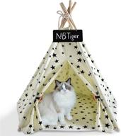 nbtiger pet teepee tent: stylish, portable, and comfortable shelter for dogs and cats with soft cushion pad and washable canvas blackboard логотип