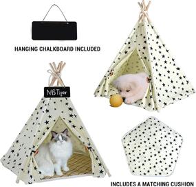 img 3 attached to NBTiger Pet Teepee Tent: Stylish, Portable, and Comfortable Shelter for Dogs and Cats with Soft Cushion Pad and Washable Canvas Blackboard