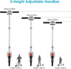 img 2 attached to 🛴 OUTCAMER Adult Scooter Folding Kick Scooter with Large Wheels for Kids/Adults - 3 Height Adjustments, Max Load 220lbs