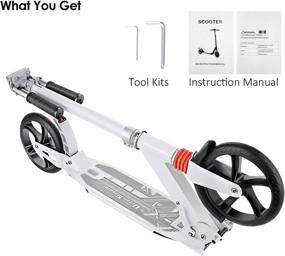 img 1 attached to 🛴 OUTCAMER Adult Scooter Folding Kick Scooter with Large Wheels for Kids/Adults - 3 Height Adjustments, Max Load 220lbs