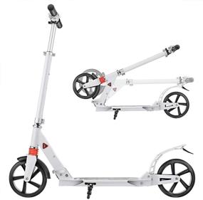 img 4 attached to 🛴 OUTCAMER Adult Scooter Folding Kick Scooter with Large Wheels for Kids/Adults - 3 Height Adjustments, Max Load 220lbs