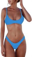 👙 sherrydc women's solid scoop neck push-up padded brazilian thong bikini: beach-ready bathing suit for ultimate style and comfort logo