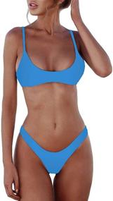 img 3 attached to 👙 SherryDC Women's Solid Scoop Neck Push-Up Padded Brazilian Thong Bikini: Beach-Ready Bathing Suit for Ultimate Style and Comfort