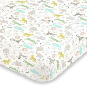 img 4 attached to 🐯 Cozy and Playful Mini Crib Fitted Sheet: Carter's Colorful Zoo Animals