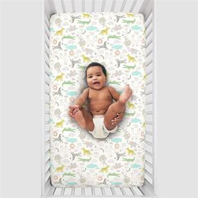 img 1 attached to 🐯 Cozy and Playful Mini Crib Fitted Sheet: Carter's Colorful Zoo Animals