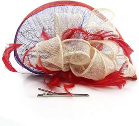 img 3 attached to 🎀 Feather Sinamay Fascinator: Cocktail Party Flower Women's Special Occasion Accessories