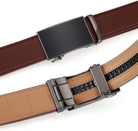 img 1 attached to 👔 Ratchet Leather Fit 35Cm Wide 003 LIGHT BROWN 125 Men's Accessories & Belts - Premium Quality and Style Combined