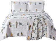 🐦 royal tradition ayat birds lightweight coverlets, full/queen over-sized 3pc quilt set (92x96) mix of canary colors bedspread logo