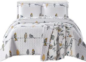 img 4 attached to 🐦 Royal Tradition Ayat Birds Lightweight Coverlets, Full/Queen Over-Sized 3pc Quilt Set (92x96) Mix of Canary Colors Bedspread