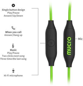 img 1 attached to 🎧 Wired Earbuds with Microphone - Mucro Sports Headphones, Over Ear Hook Earphones for Exercise Workout Gym, Sweatproof In-Ear Running Ear Buds. Compatible with iPhone, Samsung.