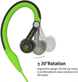 img 2 attached to 🎧 Wired Earbuds with Microphone - Mucro Sports Headphones, Over Ear Hook Earphones for Exercise Workout Gym, Sweatproof In-Ear Running Ear Buds. Compatible with iPhone, Samsung.