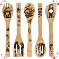 halloween kitchen accessories: nightmare before christmas wooden spoons set | funny burned spoons cooking utensils | pumpkin king themed decor | ideal housewarming gifts for friends (pack of 5) logo