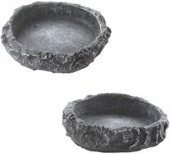 emours 2-pack reptile water and food dish bowl set for leopard gecko, lizard, spider, scorpion, chameleon - rock worm feeder included (dimensions: 3.1in x h 0.8in) logo