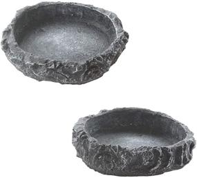 img 4 attached to Emours 2-Pack Reptile Water and Food Dish Bowl Set for Leopard Gecko, Lizard, Spider, Scorpion, Chameleon - Rock Worm Feeder Included (Dimensions: 3.1in x H 0.8in)