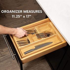 img 2 attached to Maximize Space in Your Kitchen with a Compact Bamboo Drawer Organizer for Silverware, Gadgets & Flatware - Unique Angled Design Creates More Storage, Fits Most Standard Drawers & Cabinets!