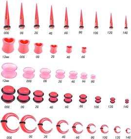 img 3 attached to 🔳 Lolias Gauges Stretching Kit – 80Pcs Earrings Set with Acrylic Tapers, Plugs, Silicone Tunnels – 14-00 Gauges Ear Expander Piercing Kit