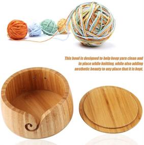 img 1 attached to 🧶 CHDHALTD Eco-Friendly Wooden Yarn Storage Bowl Holder with Lid - Handmade Sewing Supplies & Knitting Bowl for Wood Yarn Storage