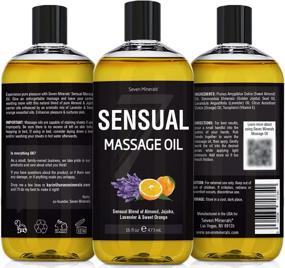 img 3 attached to 16oz Big Bottle of Sensual Massage Oil for Couples Massage & Therapy - Relaxing Mind & Body - Almond, Jojoba, Lavender, Sweet Orange & Vitamin E Blend