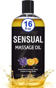 img 4 attached to 16oz Big Bottle of Sensual Massage Oil for Couples Massage & Therapy - Relaxing Mind & Body - Almond, Jojoba, Lavender, Sweet Orange & Vitamin E Blend