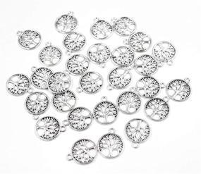 img 2 attached to Pack of 30 Tree of Life Charms: Round Metal Pendant Beads for DIY Crafts, Jewelry Making Supplies - Antique Jewelry Findings for Necklaces, Bracelets, Earrings, Keychains, Art & Accessories