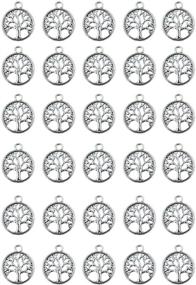 img 4 attached to Pack of 30 Tree of Life Charms: Round Metal Pendant Beads for DIY Crafts, Jewelry Making Supplies - Antique Jewelry Findings for Necklaces, Bracelets, Earrings, Keychains, Art & Accessories