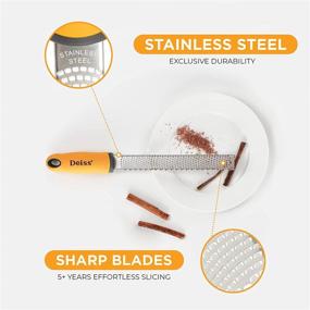 img 3 attached to 🧀 Deiss PRO Citrus Zester & Cheese Grater - Versatile Sharp Blade for Parmesan Cheese, Lemon, Ginger, Garlic, Nutmeg, Chocolate, Vegetables, Fruits - Stainless Steel, Dishwasher Safe