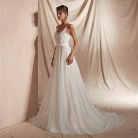 img 1 attached to Leyidress Beach Wedding Dress Applique Women's Clothing and Dresses