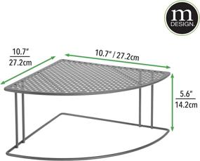 img 1 attached to 🗄️ mDesign Rustic Metal Corner Shelf - 2 Tier Storage Organizer for Kitchen Cabinet, Pantry, Shelf, Countertop - Rounded Design - Graphite Gray: Organize and display your dishes, baking supplies, canned goods, and spices effectively!