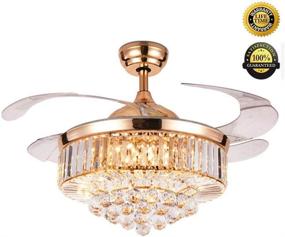 img 2 attached to Modern 42 Inch Retractable Ceiling Fan with Crystal, Dimmable LED Light & Remote Control - Silent Chandelier for Living Room, Bedroom, Restaurant, Hallway - 36W