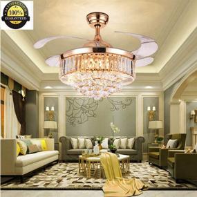 img 1 attached to Modern 42 Inch Retractable Ceiling Fan with Crystal, Dimmable LED Light & Remote Control - Silent Chandelier for Living Room, Bedroom, Restaurant, Hallway - 36W