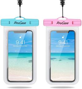 img 4 attached to 📱 ProCase Waterproof Phone Pouch 2-Pack, Universal Cellphone Dry Bag Underwater Case for iPhone 13 Pro Max, 13 Mini, 12 Pro Max, 11 Pro, Xs, XR, X, 8, 7, 6S, Galaxy S20, S10, Pixel - Blue/Pink, Fits up to 7 Inches