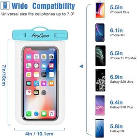 img 3 attached to 📱 ProCase Waterproof Phone Pouch 2-Pack, Universal Cellphone Dry Bag Underwater Case for iPhone 13 Pro Max, 13 Mini, 12 Pro Max, 11 Pro, Xs, XR, X, 8, 7, 6S, Galaxy S20, S10, Pixel - Blue/Pink, Fits up to 7 Inches