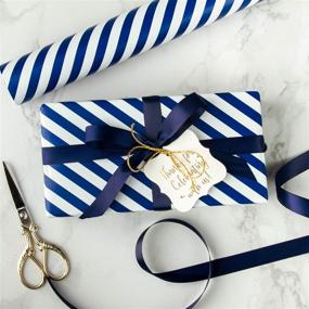 img 2 attached to 🎁 Premium Reversible Wrapping Paper - Navy and Stripes Design for Birthdays, Holidays, Weddings, Baby Showers - 30 inch x 33 feet