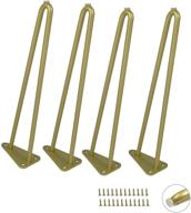 🪐 16-inch gold hairpin legs - set of 4 heavy duty metal furniture legs with screws & floor protectors for diy coffee tables, end tables, benches and sofas logo