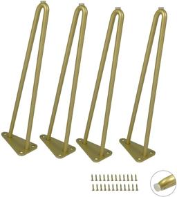 img 4 attached to 🪐 16-inch Gold Hairpin Legs - Set of 4 Heavy Duty Metal Furniture Legs with Screws & Floor Protectors for DIY Coffee Tables, End Tables, Benches and Sofas