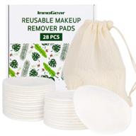 🌿 innogear reusable makeup remover pads: 28 pack of eco-friendly organic cotton rounds - washable and gentle on skin - includes bamboo face pads and laundry bag logo
