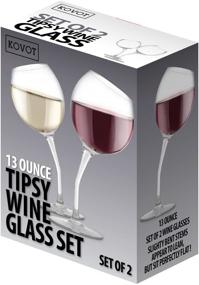 img 2 attached to KOVOT Tipsy Wine Glass Set - Enjoy Wine with a Quirky Twist!