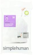 🗑️ simplehuman code g custom fit drawstring trash bags, 30 liter / 8 gallon, white, pack of 20 logo