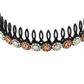 img 1 attached to 💎 Women's Rhinestone and Crystal Beaded Teeth Comb Headbands with Plastic Hairband - Pack of 4