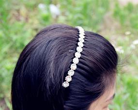 img 3 attached to 💎 Women's Rhinestone and Crystal Beaded Teeth Comb Headbands with Plastic Hairband - Pack of 4