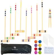 🏑 speedarmis 8 players croquet set: premium pine wooden mallets, colorful pe ball, wickets, and stakes - fun, portable game set for kids and families - perfect for lawn and backyard outdoor activities логотип