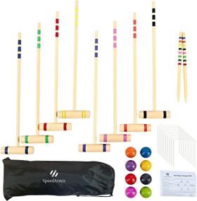 img 4 attached to 🏑 SpeedArmis 8 Players Croquet Set: Premium Pine Wooden Mallets, Colorful PE Ball, Wickets, and Stakes - Fun, Portable Game Set for Kids and Families - Perfect for Lawn and Backyard Outdoor Activities