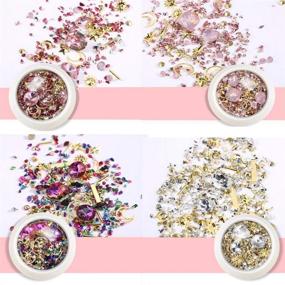 img 3 attached to 💎 Mix of 6 Nail Art Studs and Rhinestones with 3D Diamond Crystals, Shiny Beads and Metal Rivets for Nail Art Craft - Assorted Shapes - Large Gem Nail Art Decorations and Supplies