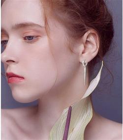 img 1 attached to 👂 WUWEIJIAJIA Minimalist Spike Dangle Drop Hoop Earrings: Stylish Stainless Steel Charms for Women, Girls, and Men