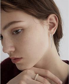 img 2 attached to 👂 WUWEIJIAJIA Minimalist Spike Dangle Drop Hoop Earrings: Stylish Stainless Steel Charms for Women, Girls, and Men