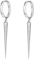 👂 wuweijiajia minimalist spike dangle drop hoop earrings: stylish stainless steel charms for women, girls, and men logo