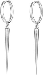 img 4 attached to 👂 WUWEIJIAJIA Minimalist Spike Dangle Drop Hoop Earrings: Stylish Stainless Steel Charms for Women, Girls, and Men